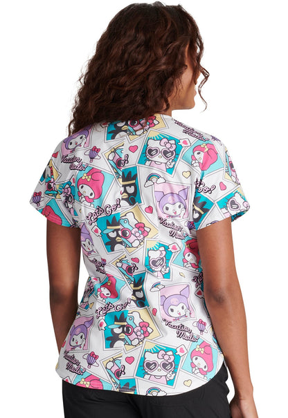 Hello Kitty Cherokee Tooniforms Sanrio Round Neck Scrub Top TF787 HSLG - Scrubs Select