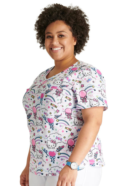Hello Kitty Cherokee Tooniforms Sanrio Rounded V Neck Scrub Top TF786 HKMS - Scrubs Select