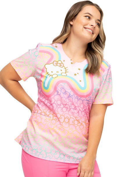 Hello Kitty Heartsoul Print V Neck Scrub Top HS821 HKRW - Scrubs Select