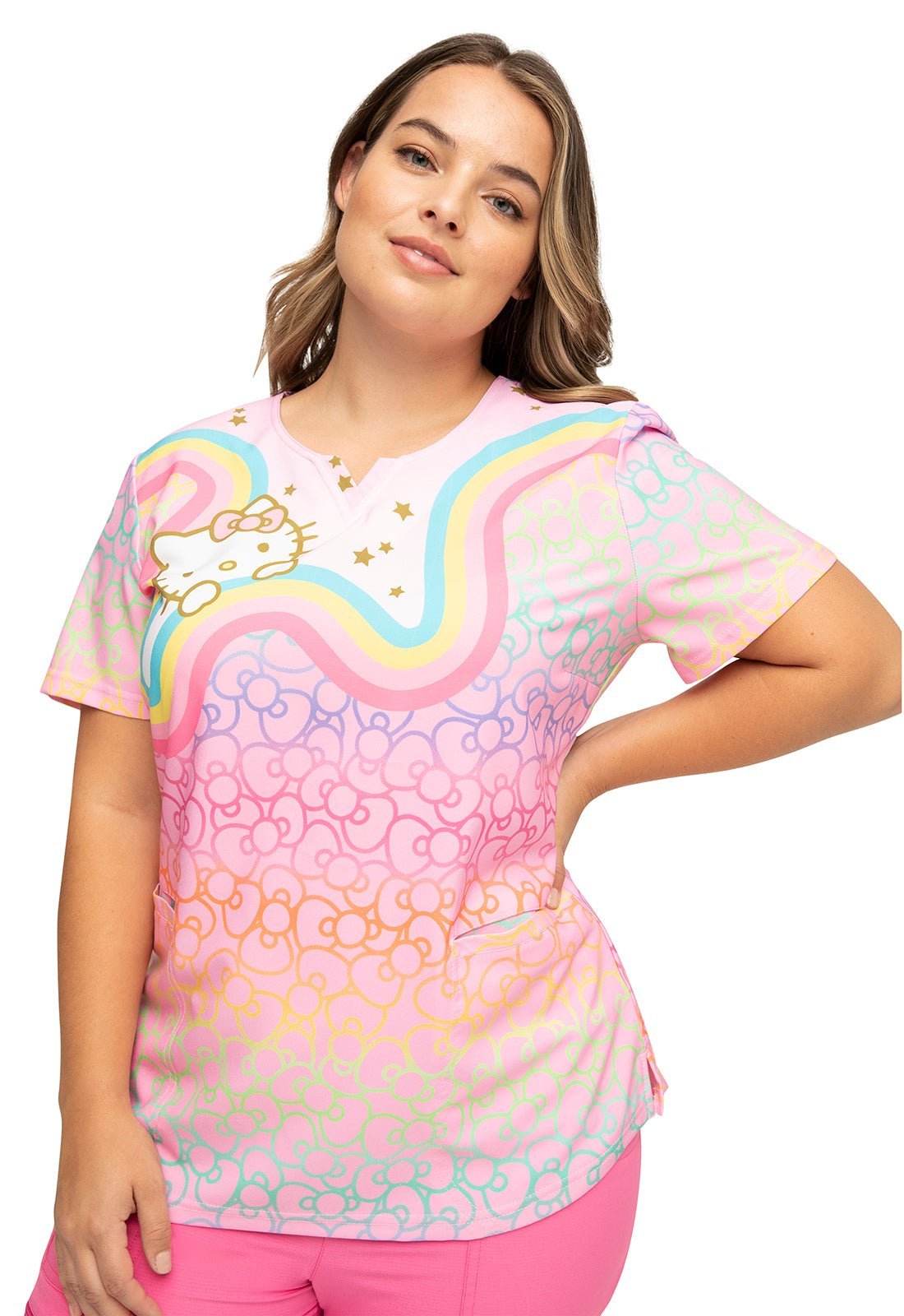 Hello Kitty Heartsoul Print V Neck Scrub Top HS821 HKRW - Scrubs Select