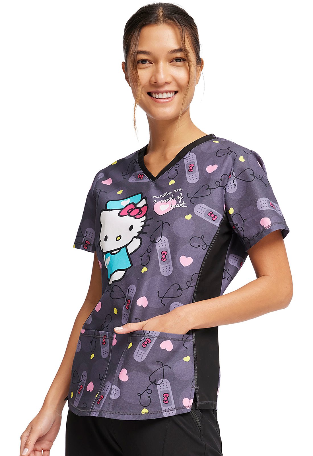 Hello Kitty Nurse Tooniforms Sanrio V Neck Top TF783 HKKG - Scrubs Select