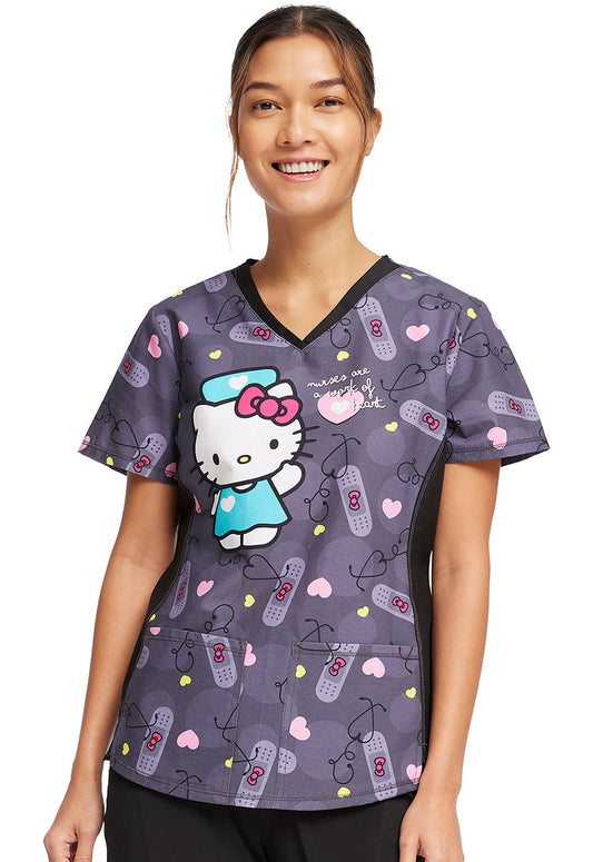 Hello Kitty Nurse Tooniforms Sanrio V Neck Top TF783 HKKG - Scrubs Select