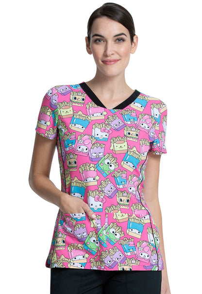 Hello Kitty Tooniforms Licensed Sanrio V Neck Medical Scrub Top TF750 HSSP - Scrubs Select