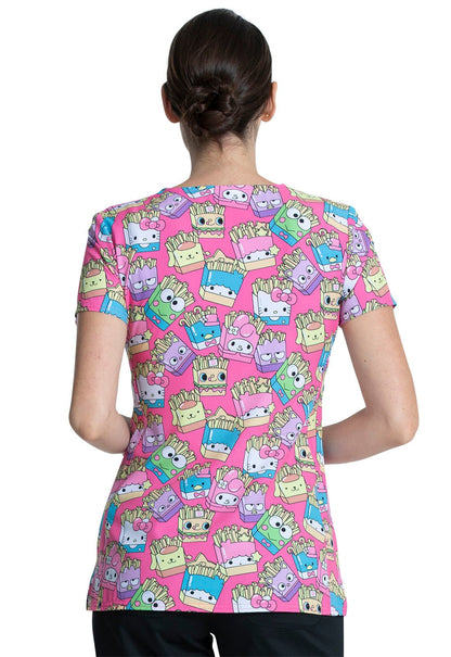 Hello Kitty Tooniforms Licensed Sanrio V Neck Medical Scrub Top TF750 HSSP - Scrubs Select