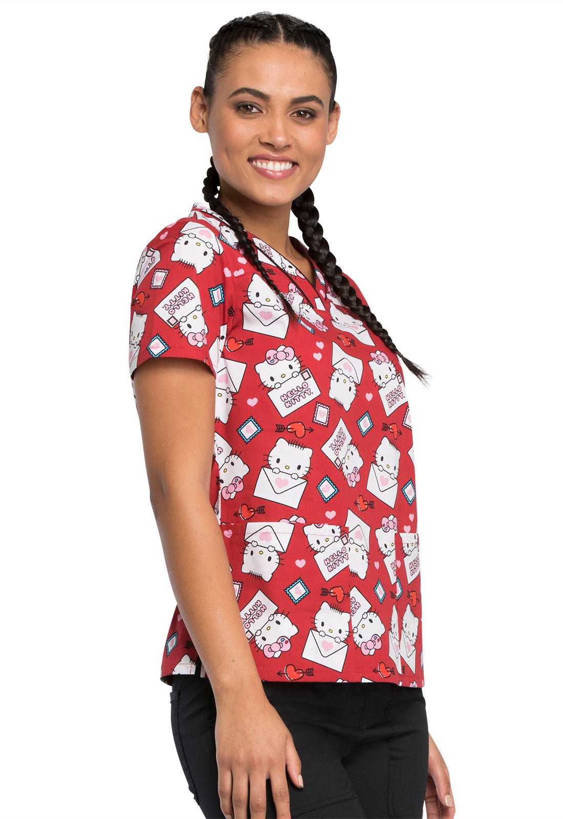Hello Kitty Tooniforms Licensed Sanrio V Neck Scrub Top TF610 HKTT - Scrubs Select