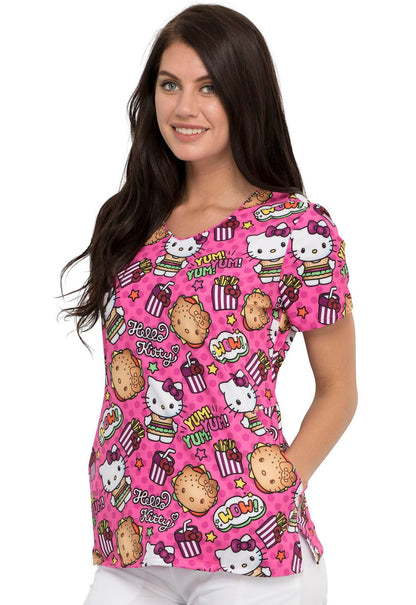 Hello Kitty Tooniforms Licensed Sanrio V Neck Scrub Top TF626 HKYM - Scrubs Select