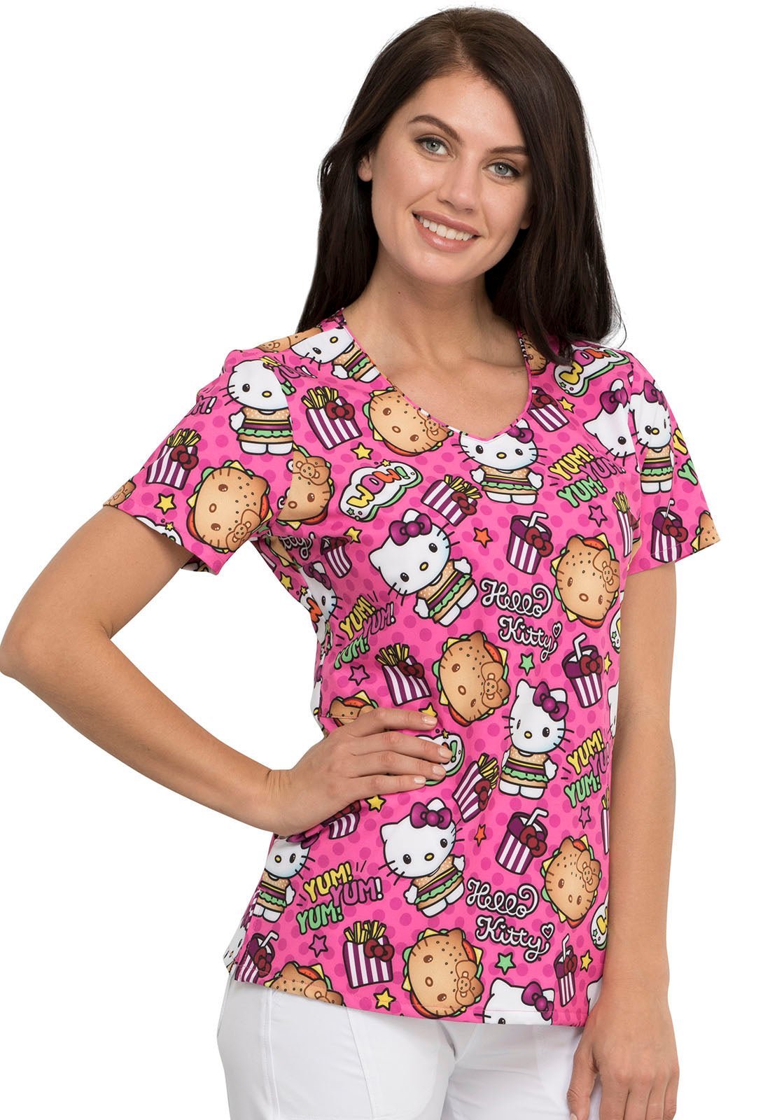 Hello Kitty Tooniforms Licensed Sanrio V Neck Scrub Top TF626 HKYM - Scrubs Select