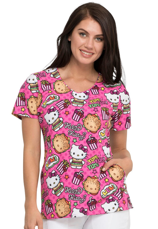 Hello Kitty Tooniforms Licensed Sanrio V Neck Scrub Top TF626 HKYM - Scrubs Select