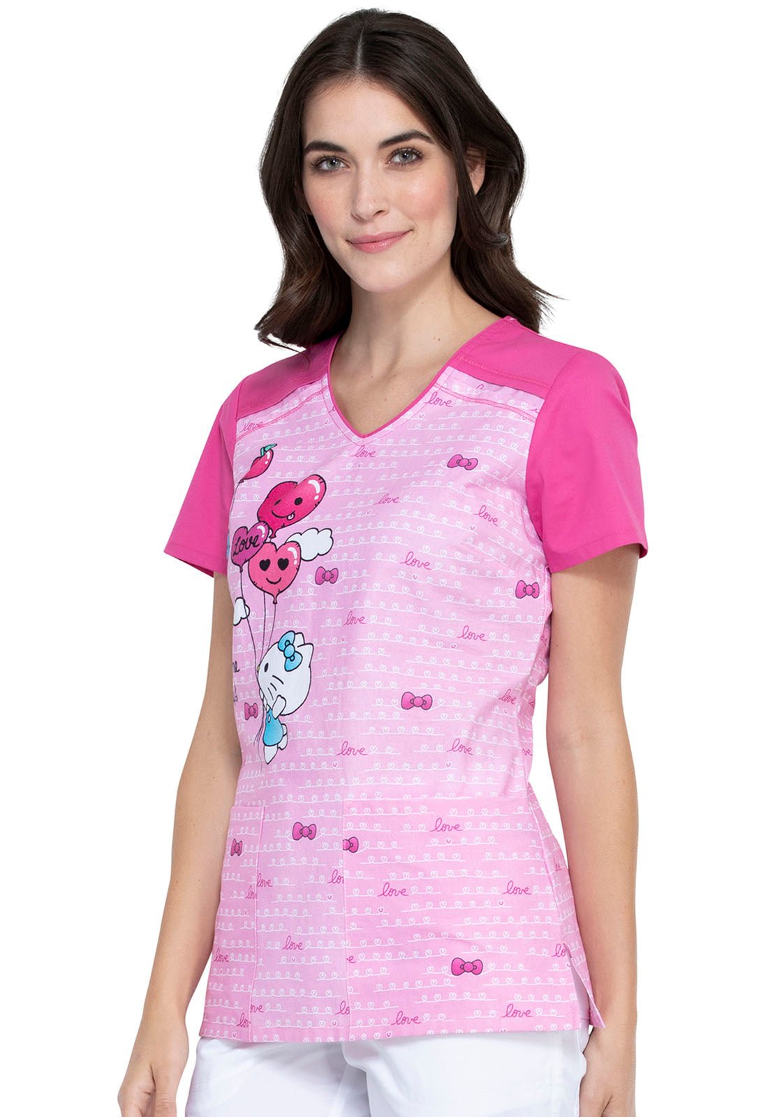 Hello Kitty Tooniforms Licensed Sanrio V Neck Scrub Top TF645 HKNT - Scrubs Select