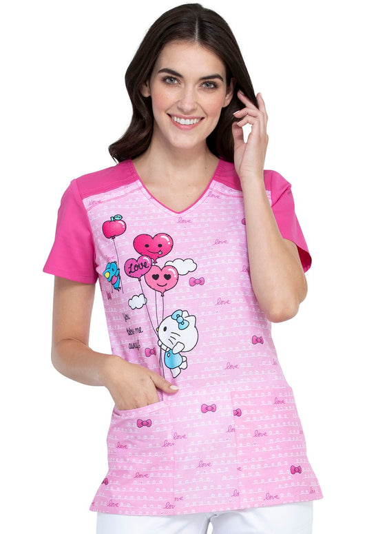 Hello Kitty Tooniforms Licensed Sanrio V Neck Scrub Top TF645 HKNT - Scrubs Select