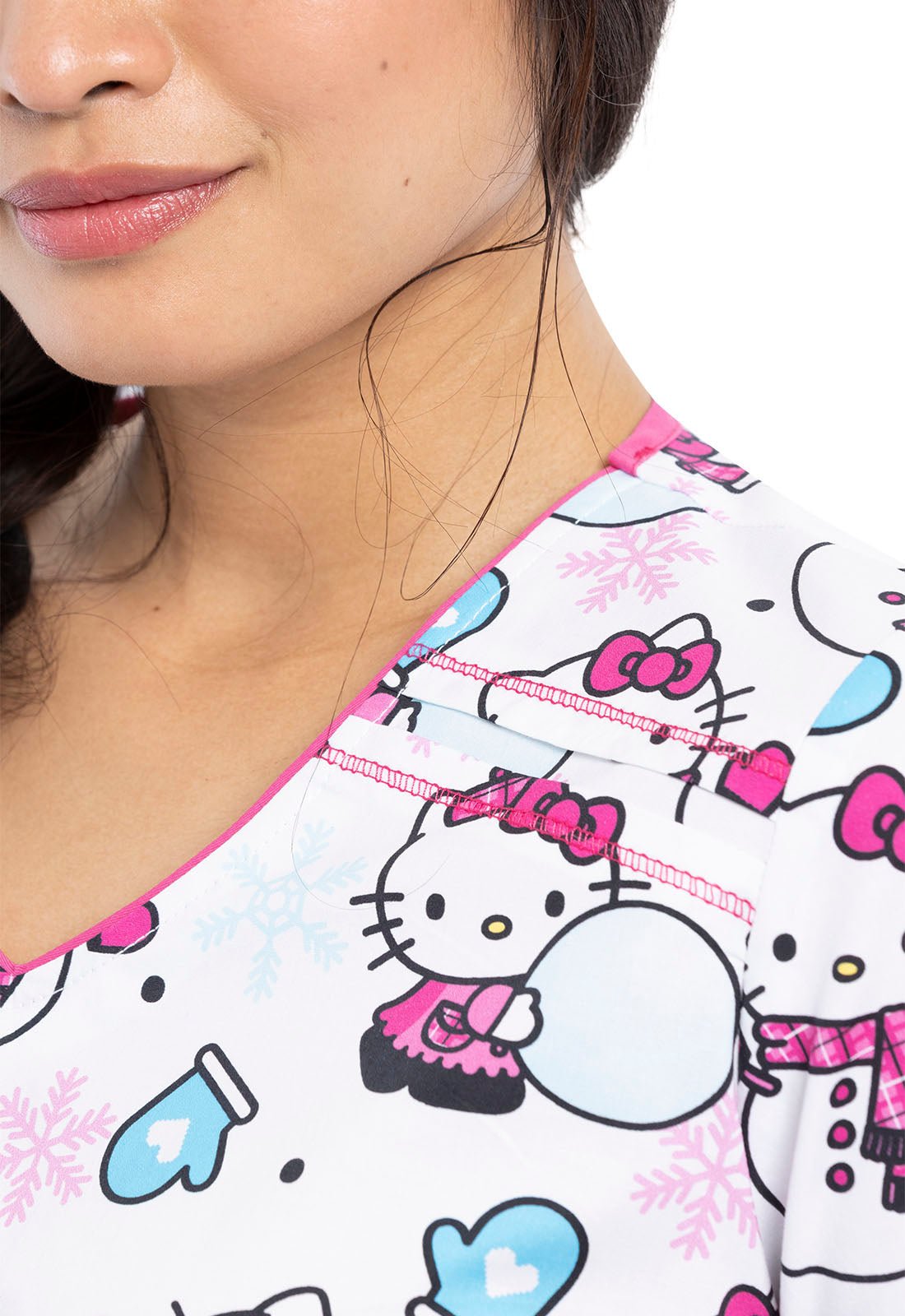 Hello Kitty Tooniforms Licensed Sanrio V Neck Scrub Top TF686 HKMIC - Scrubs Select