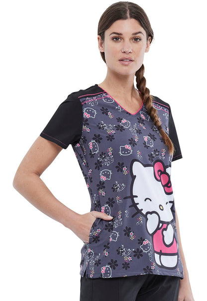 Hello Kitty Tooniforms Licensed Sanrio V Neck Scrub Top TF745 HKSS - Scrubs Select