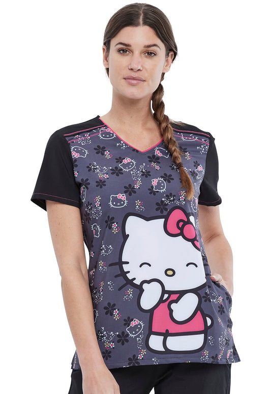 Hello Kitty Tooniforms Licensed Sanrio V Neck Scrub Top TF745 HKSS - Scrubs Select