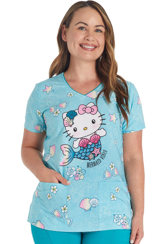 Hello Kitty Tooniforms Sanrio V Neck Scrub Top TF614 HKRD - Scrubs Select
