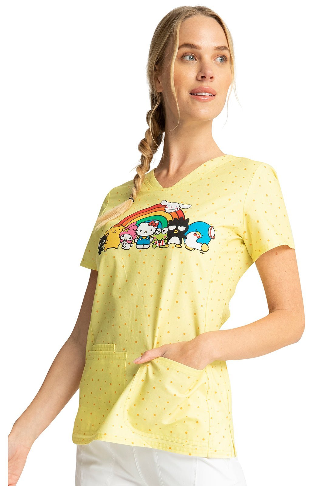 Hello Kitty Tooniforms Sanrio V Neck Scrub Top TF772 HSBW - Scrubs Select