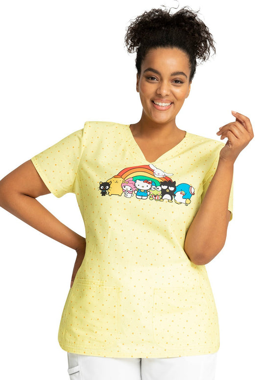 Hello Kitty Tooniforms Sanrio V Neck Scrub Top TF772 HSBW - Scrubs Select