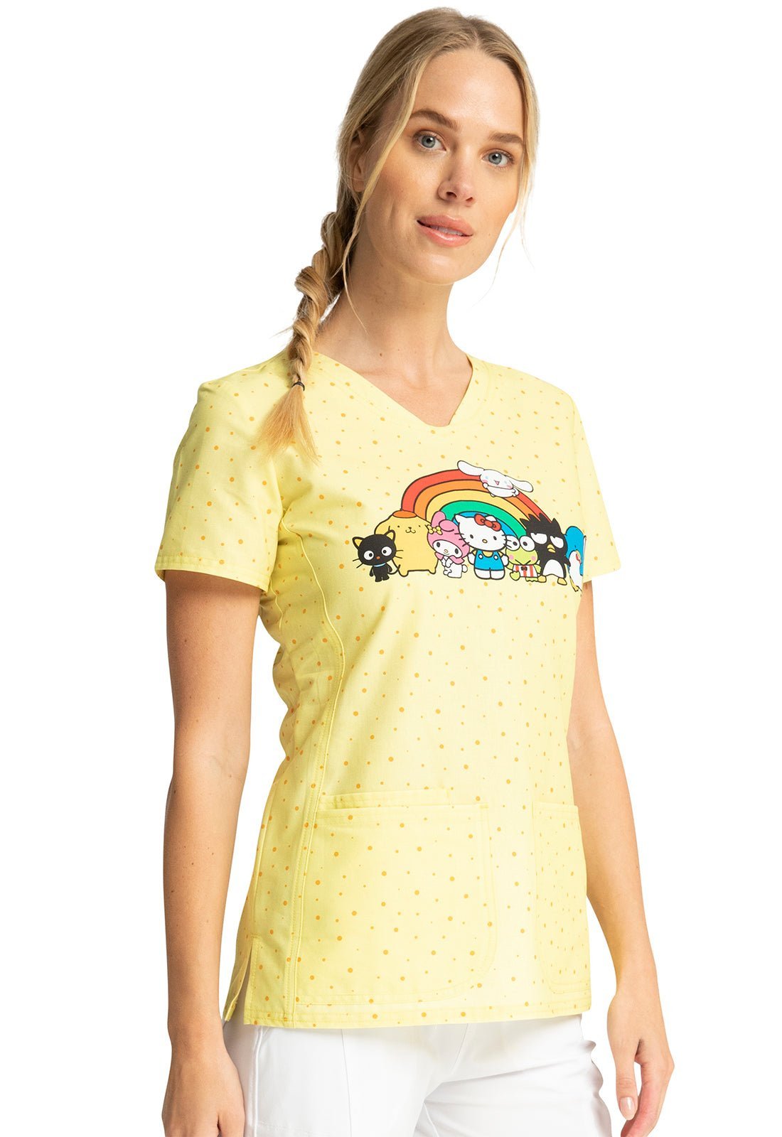 Hello Kitty Tooniforms Sanrio V Neck Scrub Top TF772 HSBW - Scrubs Select