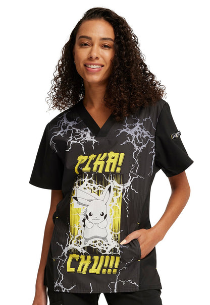 High Voltage Tooniforms Pokemon Unisex V Neck Scrub Top TF760 PMKT - Scrubs Select