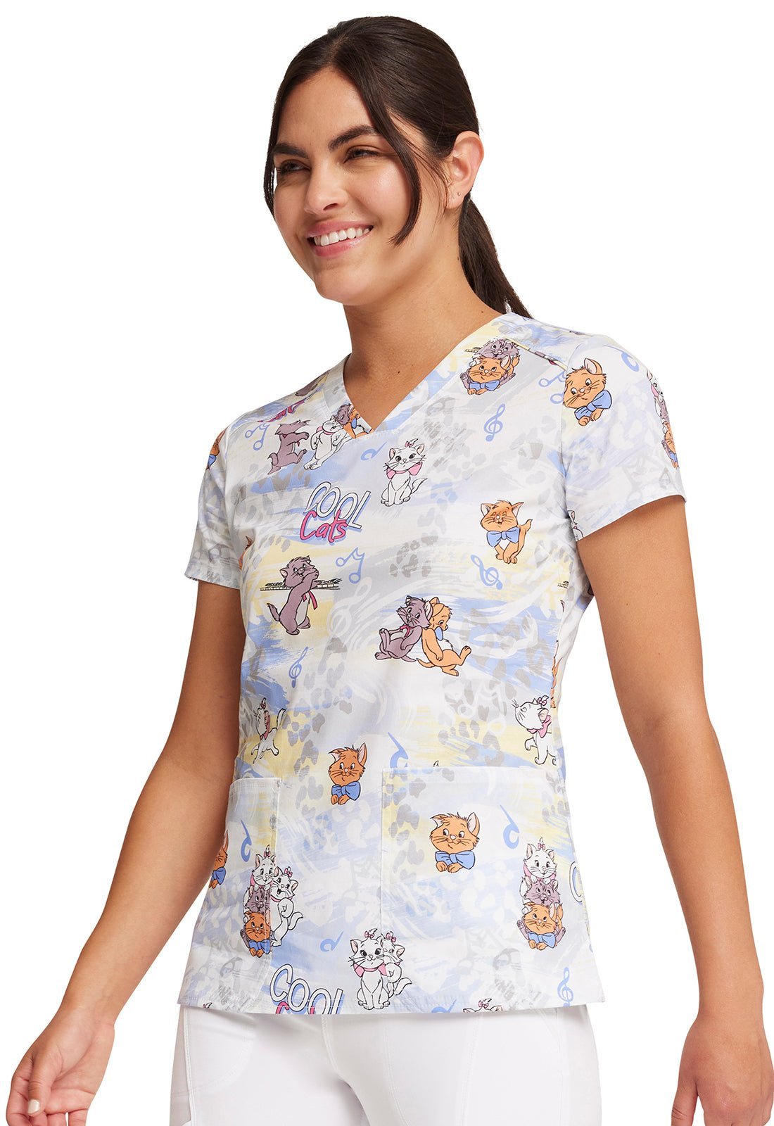 Hip Cats Tooniforms Disney Aristocats V Neck Scrub Top TF776 ACIP - Scrubs Select