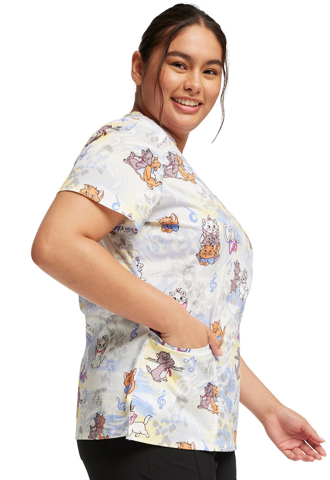 Hip Cats Tooniforms Disney Aristocats V Neck Scrub Top TF776 ACIP - Scrubs Select