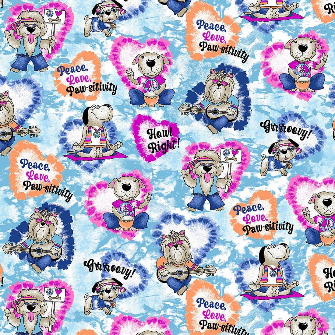 Hippie Hounds Dickies Dog Print V Neck Scrub Top DK721 HPHD - Scrubs Select