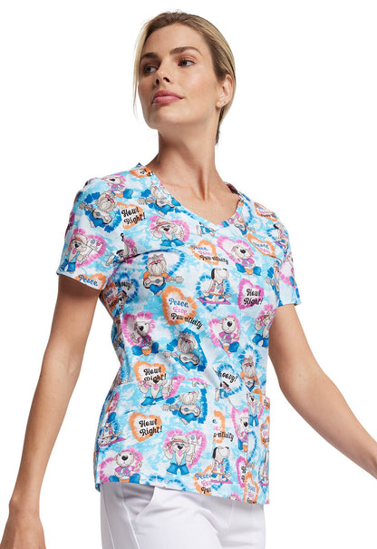 Hippie Hounds Dickies Dog Print V Neck Scrub Top DK721 HPHD - Scrubs Select