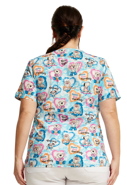 Hippie Hounds Dickies Dog Print V Neck Scrub Top DK721 HPHD - Scrubs Select