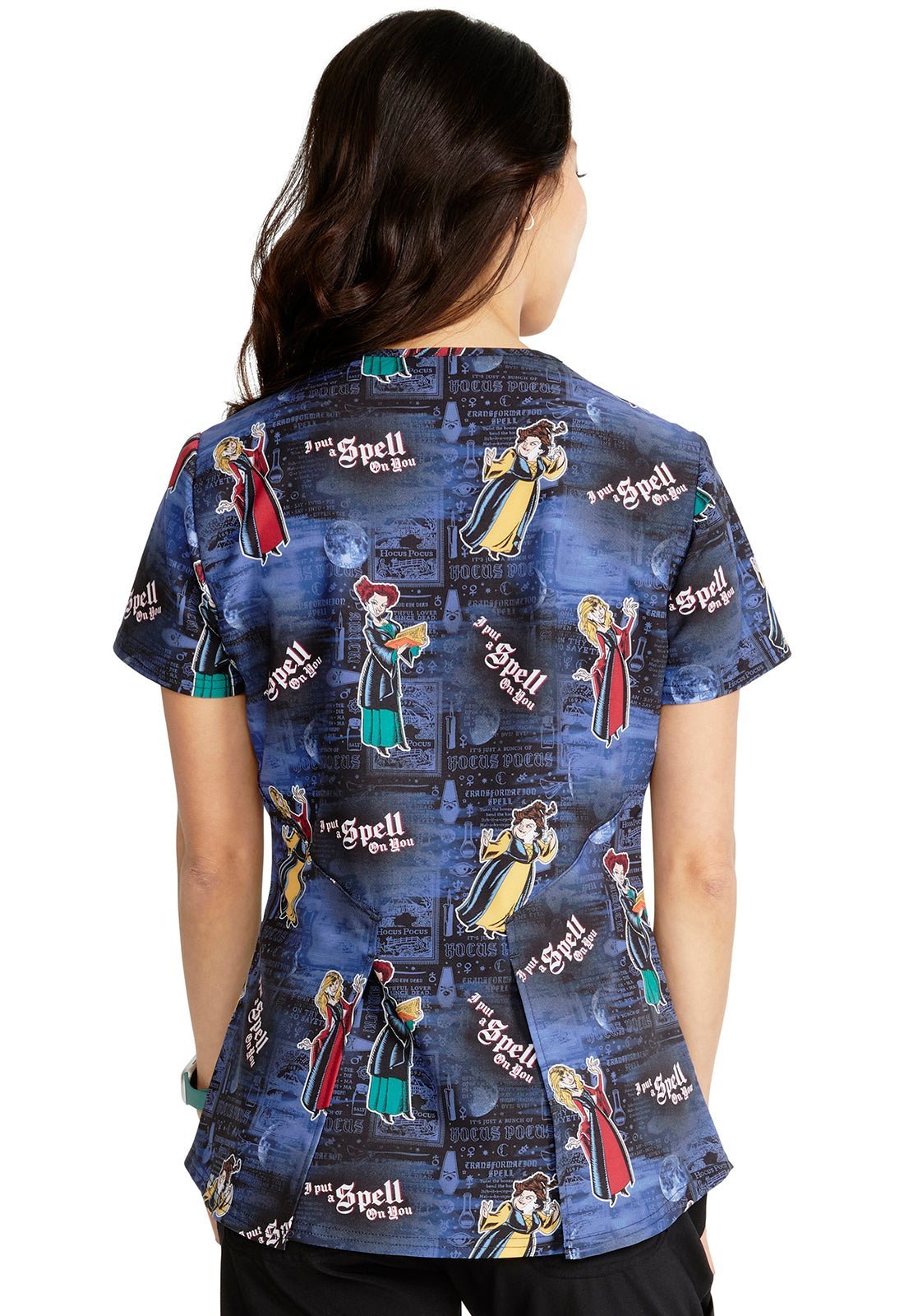 Hocus Pocus Cherokee Tooniforms Disney V Neck Scrub Top TF756 HDSC - Scrubs Select