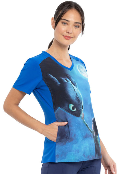 How To Train Your Dragon Tooniforms Licensed Dreamworks V Neck Scrub Top TF637 DRHG - Scrubs Select