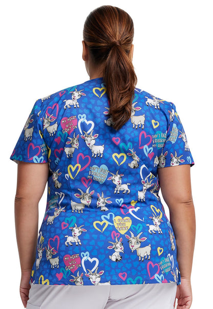 I Goat You Babe Dickies EDS Print V Neck Scrub Top DK852 IGYB - Scrubs Select