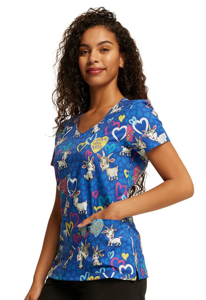 I Goat You Babe Dickies EDS Print V Neck Scrub Top DK852 IGYB - Scrubs Select