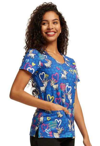 I Goat You Babe Dickies EDS Print V Neck Scrub Top DK852 IGYB - Scrubs Select