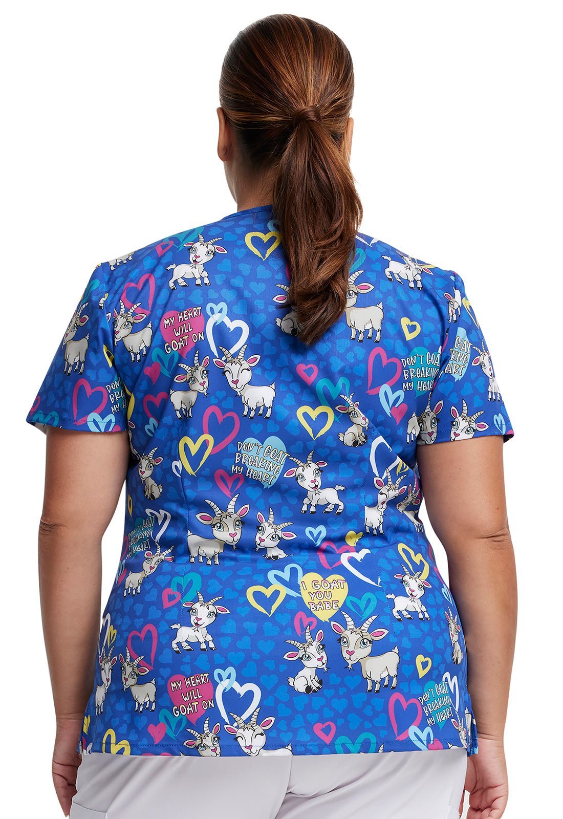 I Goat You Babe Dickies EDS Print V Neck Scrub Top DK852 IGYB - Scrubs Select