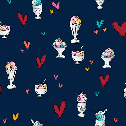 Ice Cream Print Sweetheart Neck Scrub Top HS616 HESG - Scrubs Select