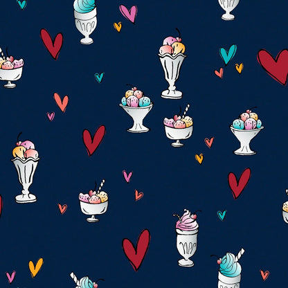 Ice Cream Print Sweetheart Neck Scrub Top HS616 HESG - Scrubs Select