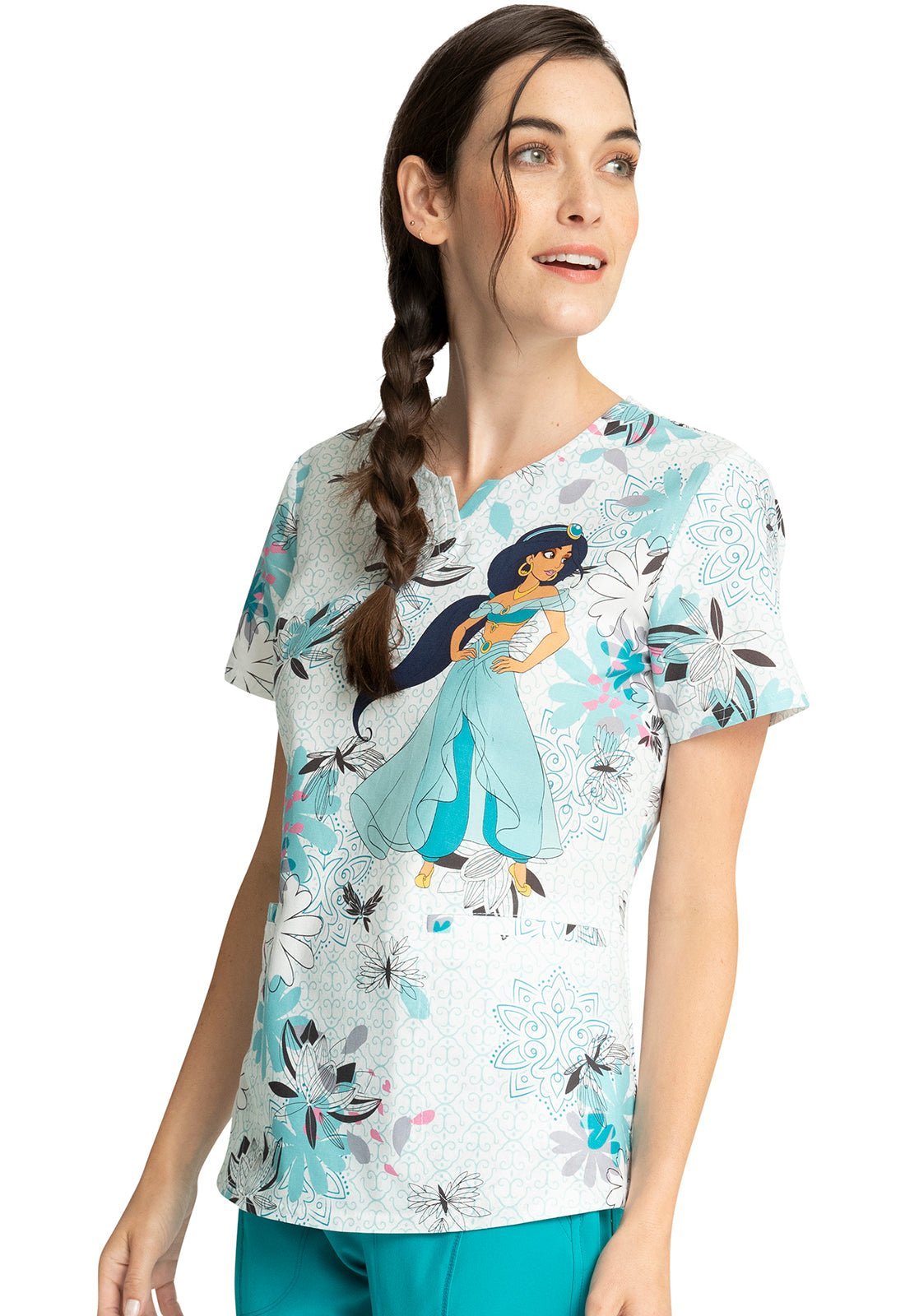 Jasmine Tooniforms Disney Aladdin V Neck Scrub Top TF761 PRLG - Scrubs Select