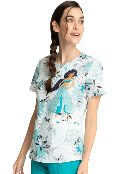 Jasmine Tooniforms Disney Aladdin V Neck Scrub Top TF761 PRLG - Scrubs Select