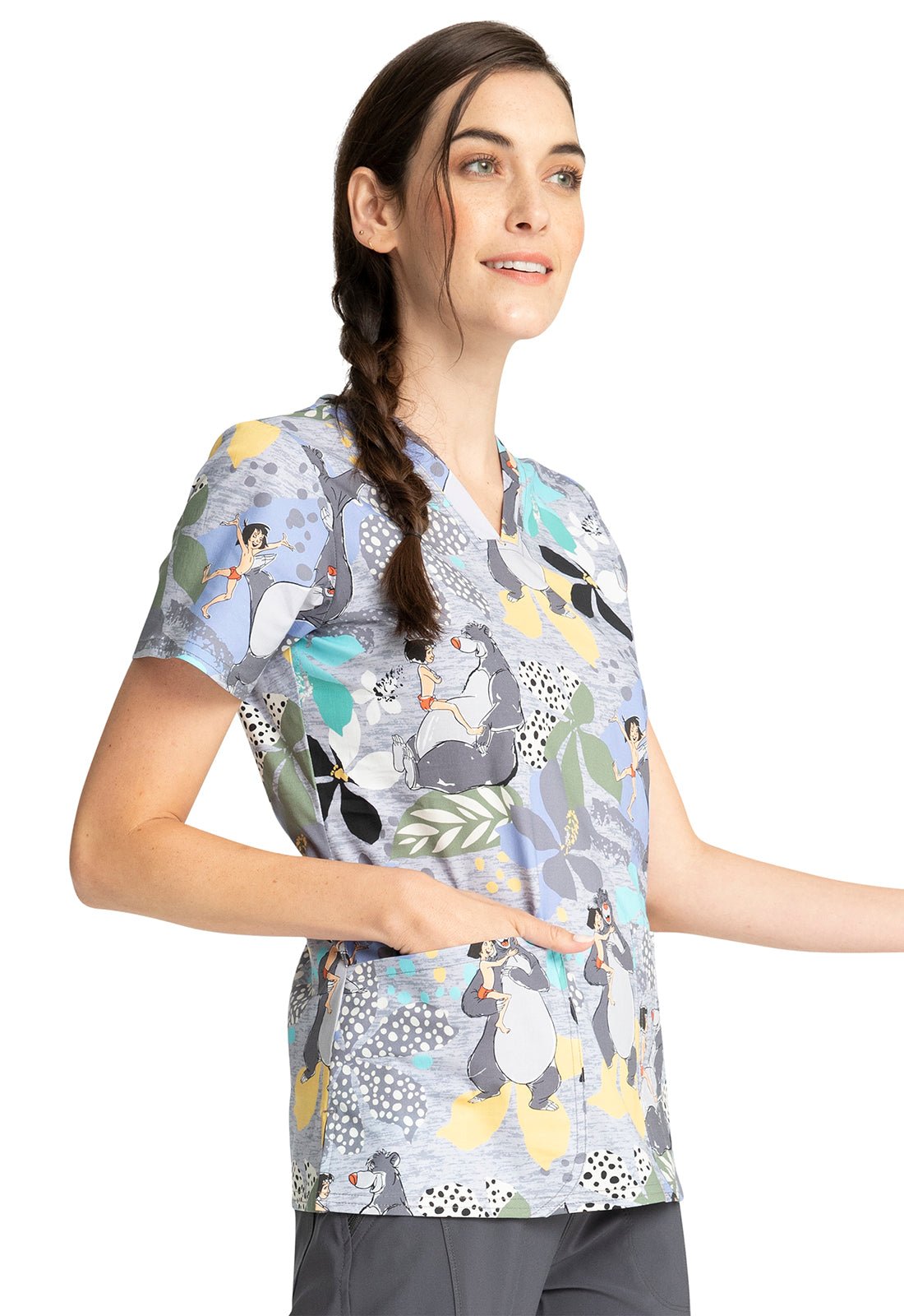 Jungle Book Tooniforms Licensed Disney V Neck Scrub Top TF738 JBBB - Scrubs Select