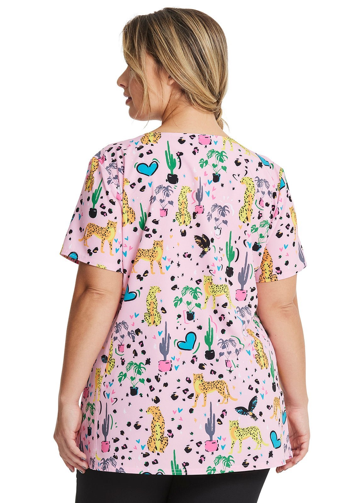 Jungle Of Love HeartSoul Animal Print V Neck Scrub Top HS614 JULV - Scrubs Select