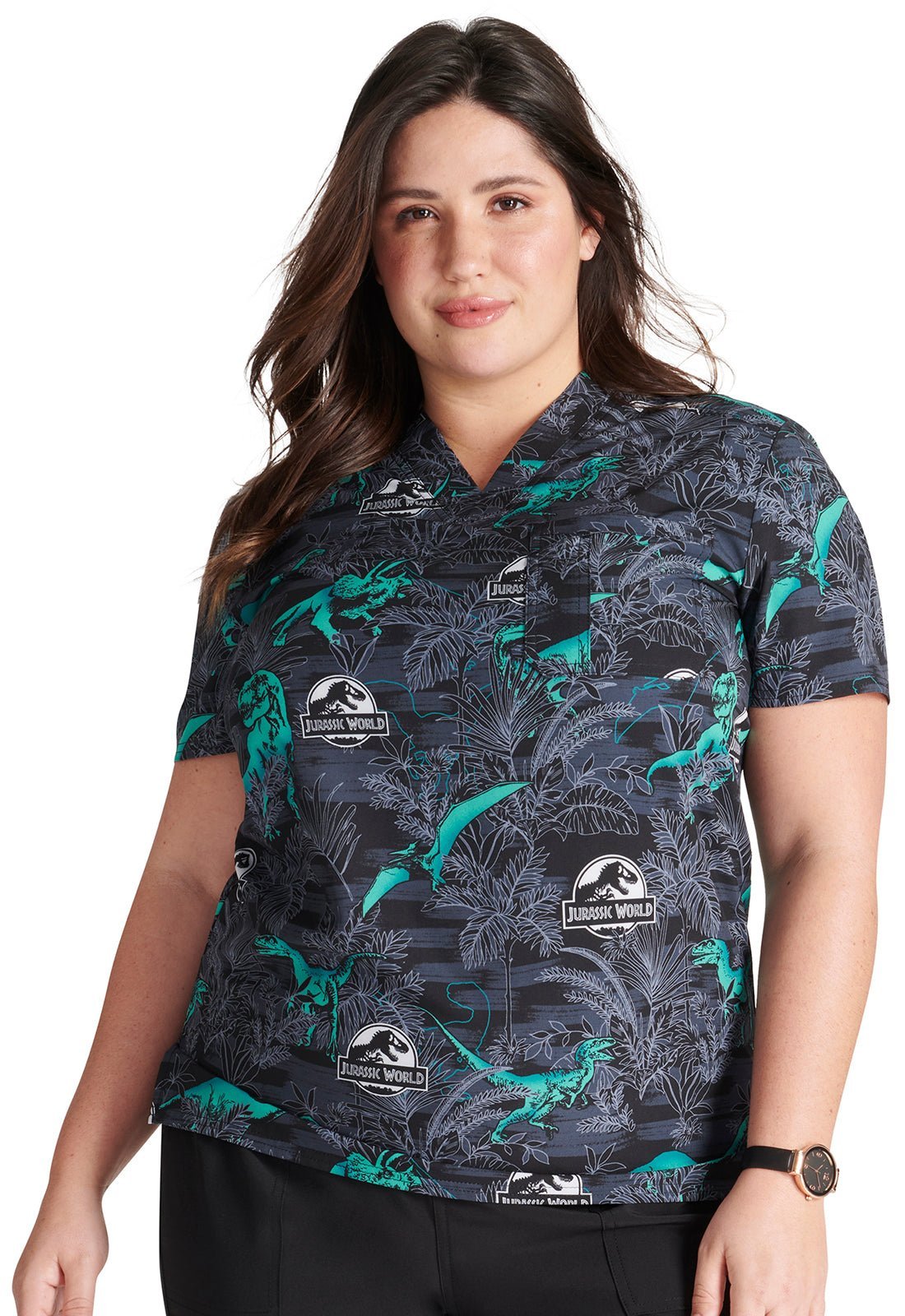 Jurassic World Cherokee Tooniforms Unisex V Neck Scrub Top TF688 JWJJ - Scrubs Select