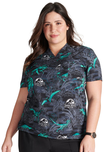 Jurassic World Cherokee Tooniforms Unisex V Neck Scrub Top TF688 JWJJ - Scrubs Select