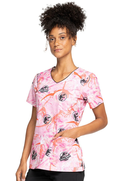 Jurassic World Cherokee Tooniforms Universal V Neck Scrub Top TF659 JWDY - Scrubs Select