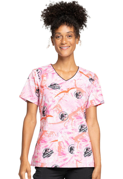 Jurassic World Cherokee Tooniforms Universal V Neck Scrub Top TF659 JWDY - Scrubs Select