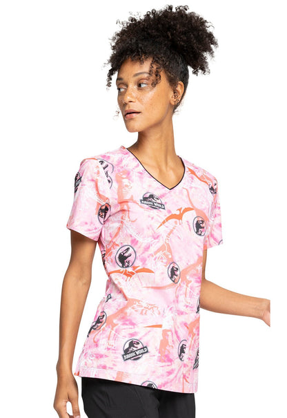 Jurassic World Cherokee Tooniforms Universal V Neck Scrub Top TF659 JWDY - Scrubs Select
