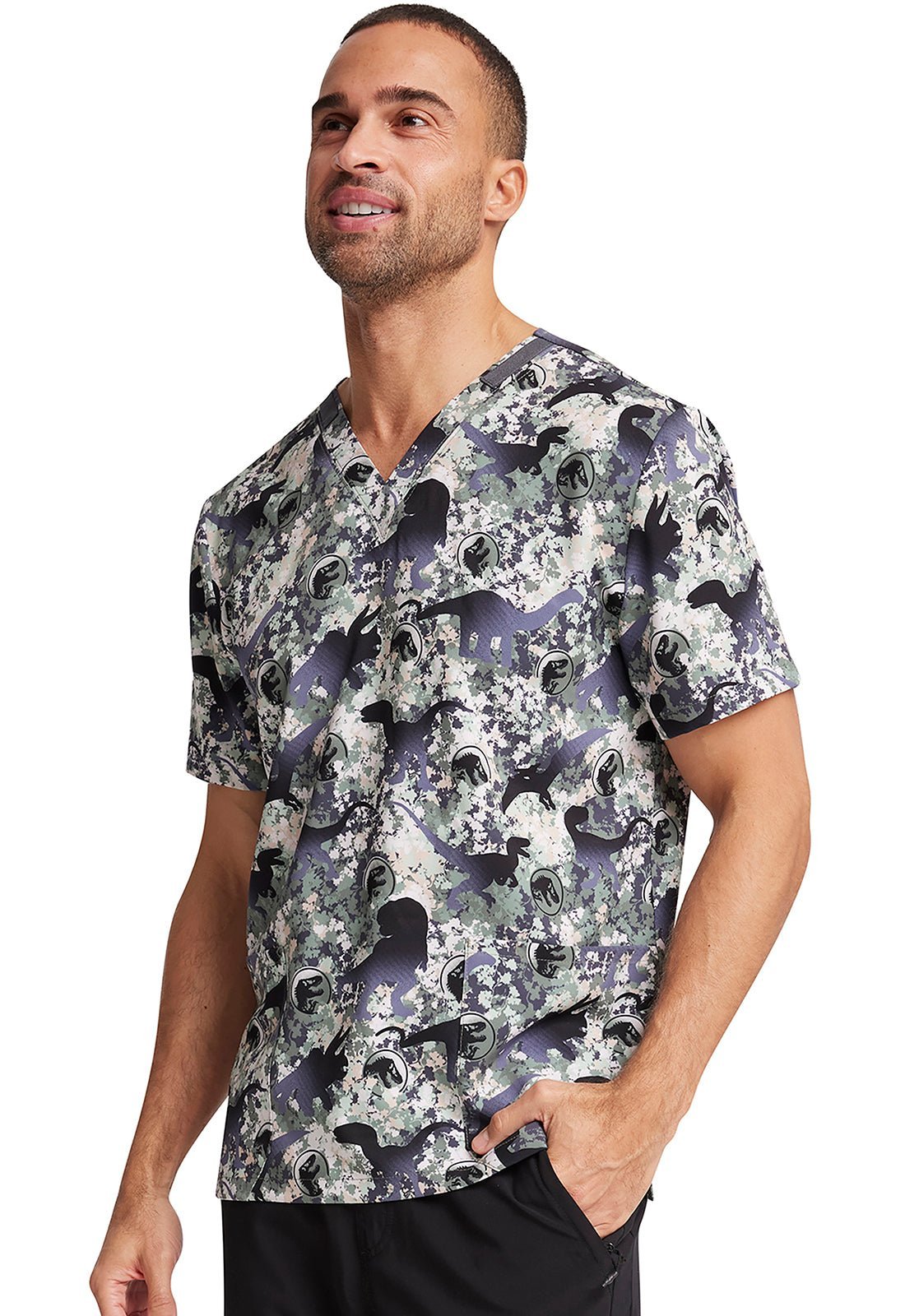Jurassic World Tooniforms Unisex V Neck Scrub Top TF728 JWBD - Scrubs Select