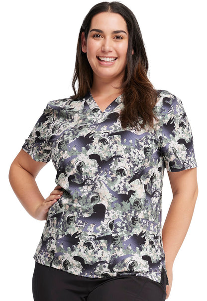 Jurassic World Tooniforms Unisex V Neck Scrub Top TF728 JWBD - Scrubs Select