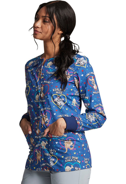 Kangaroo Wallaby Dickies Print Snap Front Scrub Jacket DK306 RTFU - Scrubs Select