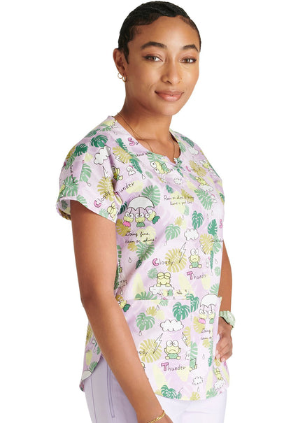 Keroppi Cherokee Tooniforms Sanrio Round Neck Scrub Top TF787 KPHK - Scrubs Select
