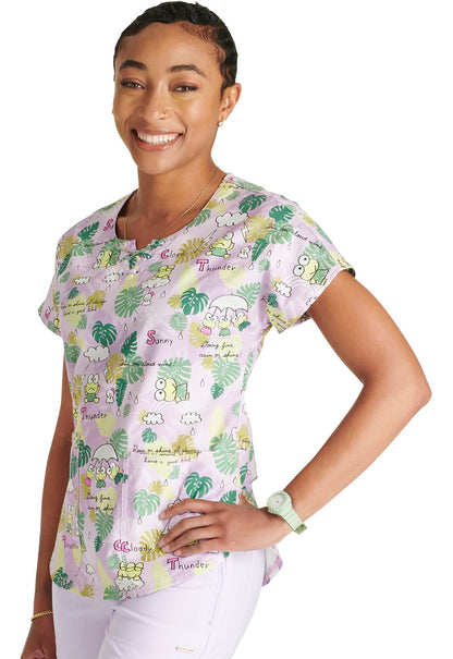 Keroppi Cherokee Tooniforms Sanrio Round Neck Scrub Top TF787 KPHK - Scrubs Select