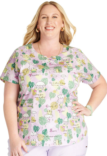 Keroppi Cherokee Tooniforms Sanrio Round Neck Scrub Top TF787 KPHK - Scrubs Select